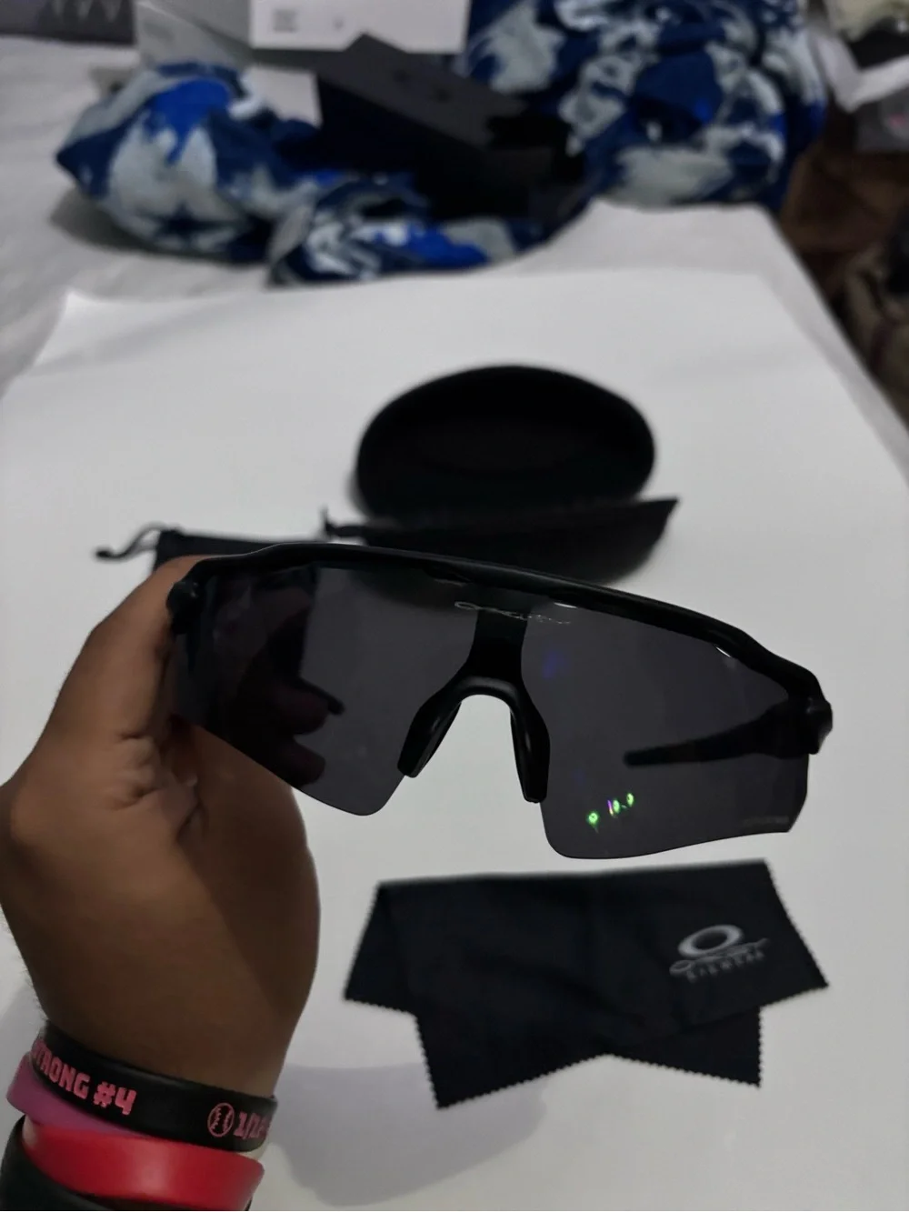 Oakley Black Shield Sport Sunglasses with Case and Pouch